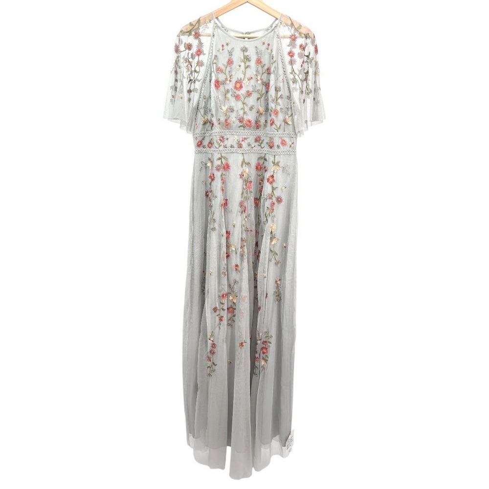 ASOS Design Bridesmaid Floral Embroidered Maxi Dress with‎ Embellishment Size 10 - Picture 3 of 12